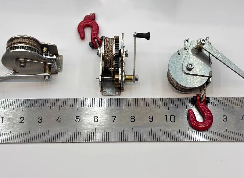 Mini metalowa wciągarka ręczna z grzechotką 1/10 1/14 hak holowniczy do samochodów ciężarowych RC