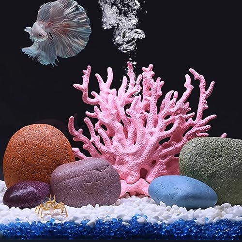 Image of Aquarium Decorations Resin Reef Tank Decor Accessories Fake Coral Fish Tank Ornaments (Pink)