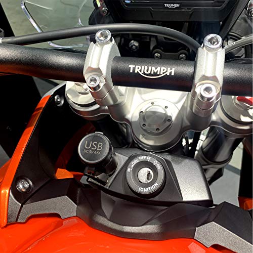 Image of Cliff Top Straight DIN USB Charger 4.6A Compatible with BMW Triumph Ducati | 4.6A dual USB output, straight Hella DIN /Powerlet plug, compatible with BMW Triumph Tiger Ducati motorcycles, phone /GPS power