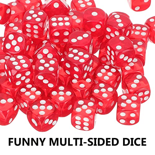 Toyvian 100 Pack Standard Game Dice Acrylic Dice Game Dice for RPG Dice Table Games Red - Image 2