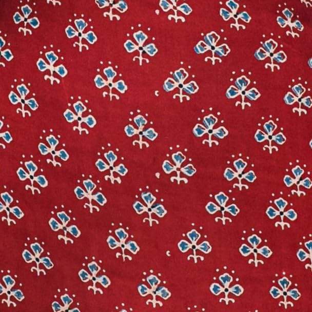 Image of Ethnics of Kutch Womens's Ajrakh Modal Silk Natural Dye Hand Block Print Unstitched Kurta Fabric