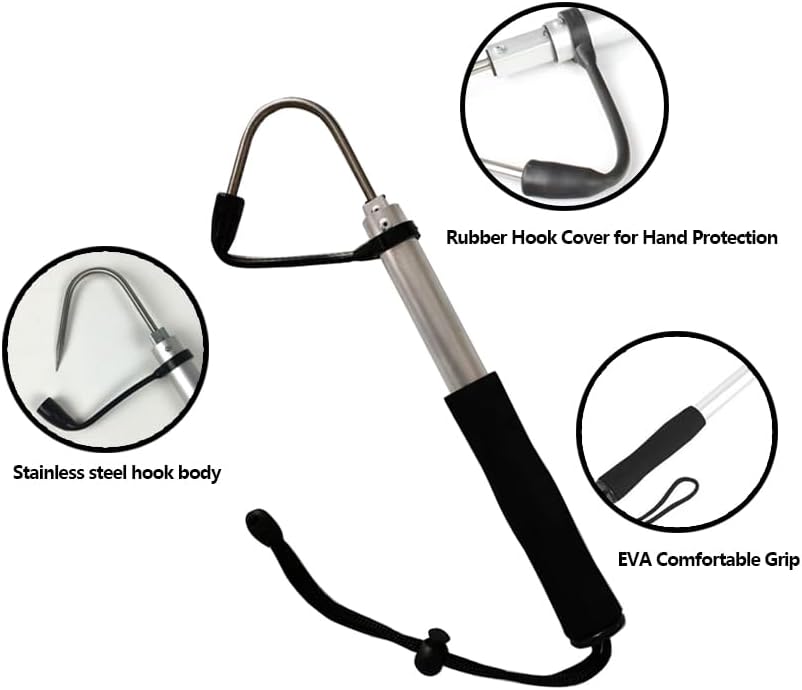 伸縮式フィッシュギャフ ステンレス海釣り スピアフックタックル 淡水沖釣り ボートやアウトドア用