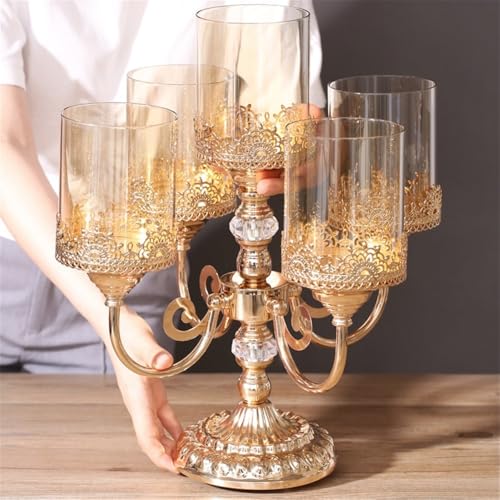 Chandelier à cinq têtes en métal et verre pour décoration de table - 6