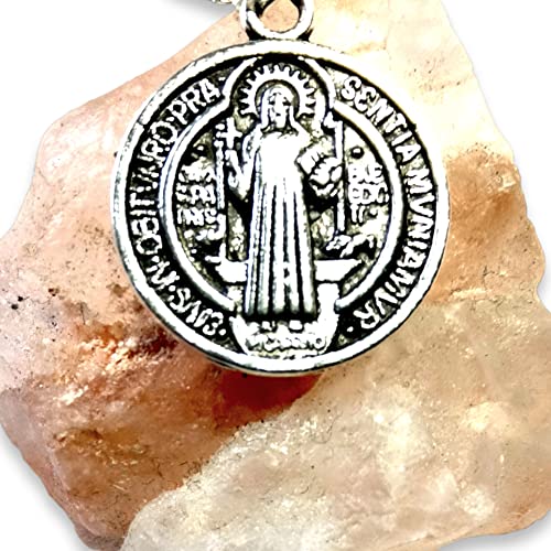 Collares Medallón San Benito Protector de Acero Inoxidable