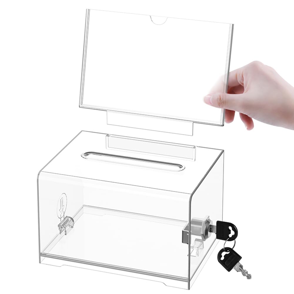 Spendenbox Losbox Boîte de rangement verrouillable Transparent-1
