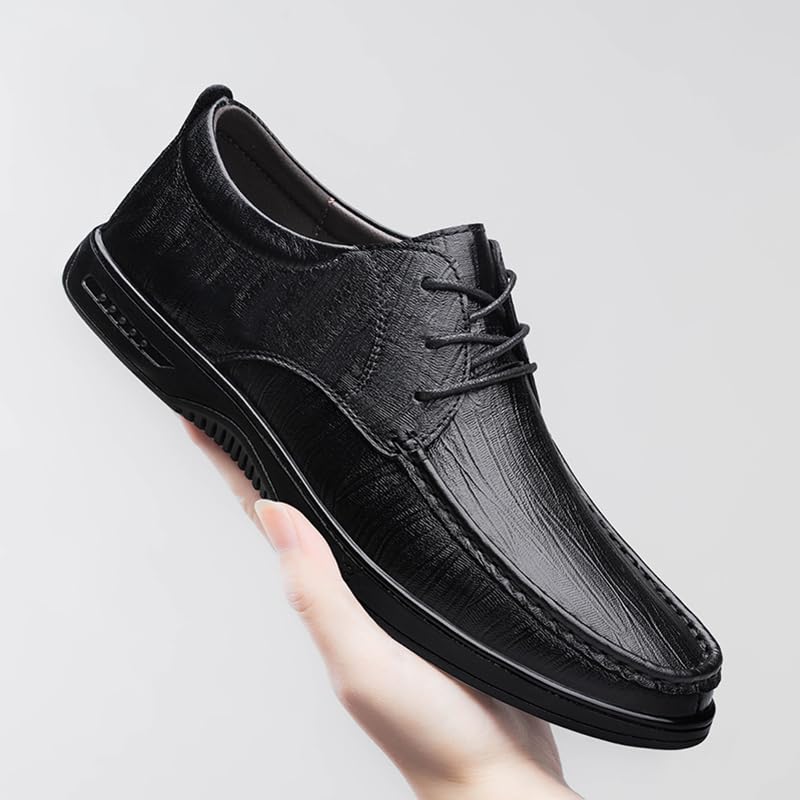 MWX Men's Leather Shoes Loafers Slip On Formal Dress Fashion Casual Comfort Business Walking Shoes Black 6