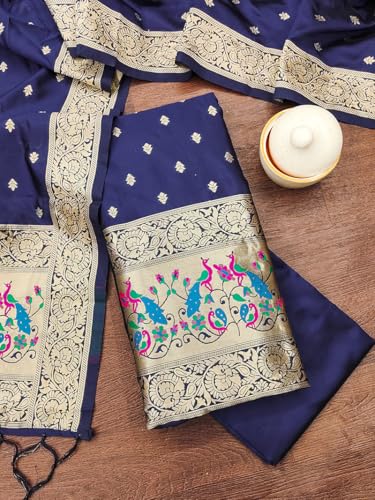 Image of DEVANGI Women's Pathni Banarasi Silk Unstitched Salwar Suit Dress Material With Dupatta