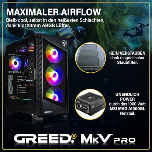 Greed® MK5 Pro - Gaming PC - Intel Core i9-12900KF + Nvidia Geforce RTX 5080 16GB - Ordinateur RGB Rapide + 4K & Raytracing Computer - 5,2 GHz - 32 GB DDR5 RAM - 2TB SSD - WLAN + Win 11 - imagen 4