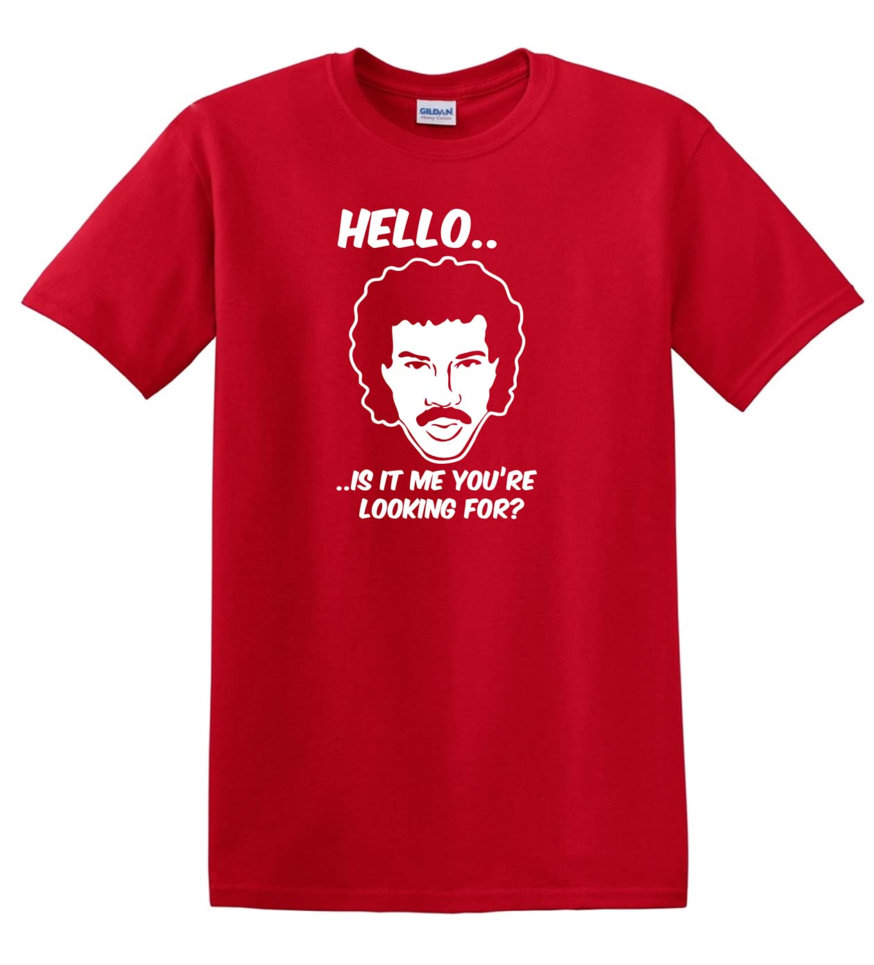 Revolutionary Tees Lionel Richie Hello is it me You're Looking for? Heavy Cotton t-Shirt Red
