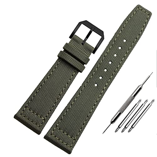 Bracelet montre nylon IWC flexible et imperméable en toile 21 mm noir