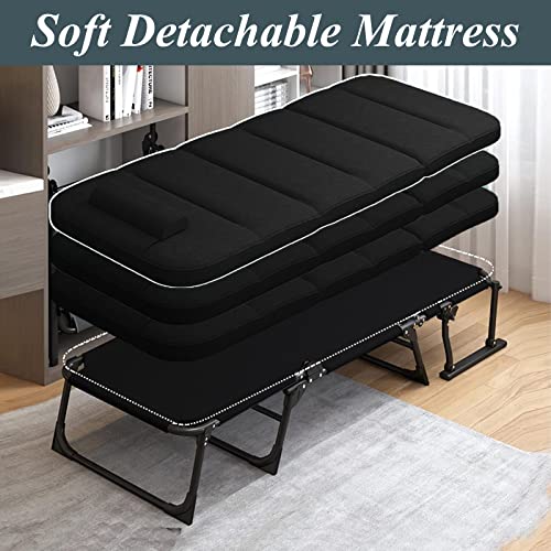 Kingbo Folding Bed Cot With Mattress For Adults, Adjustable 5-Position Folding Chaise Lounge Chair Outdoor, Portable Folding Bed Reclining Chair For Camping Pool Beach Patio Lawn Sun Tanning Office #TOP3