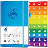 Clever Fox Dotted Notebook - Dot Grid Bullet Numbered Pages Hard Cover Notebook Journal With Thick 120g Paper and Pen Loop, Stickers, 3 Bookmarks, Smooth Faux Leather, 5” x 8.25” - Sky Blue