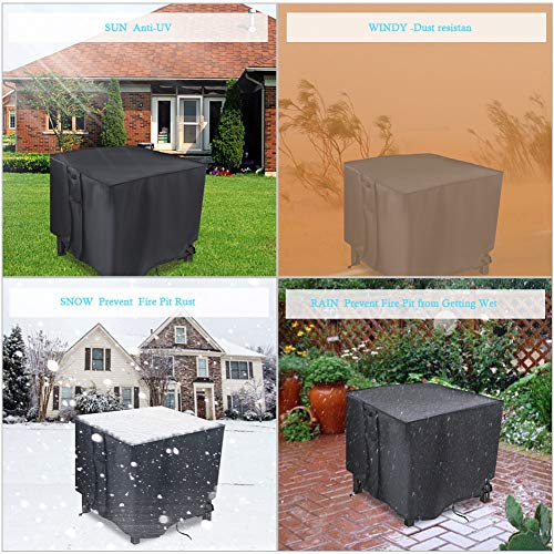 Rilime Fire Pit Cover,30 Inch Square Firepit Covers 30x30 for Outdoor Gas Fireplace,Fire Pit Table Covers Square - 30x30x25 Inch by Rilime - Image 7