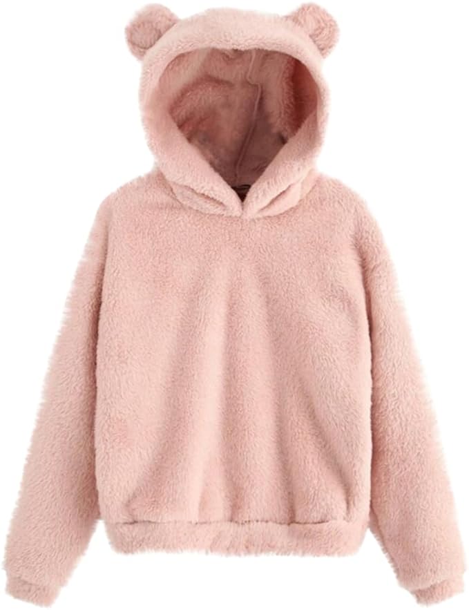 Sweat À Capuche Femme Ours Oreille Chapeau Chaud Automne Hiver Pull Veste À Manches Longues Veste Polaire Veste Moelleuse,A-1,S