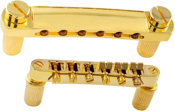 Yukiomi Guitar Tune-O-Matic Bridge and Stop Bar Tailpiece with Anchors and Studs Set for Epiphone Les Paul LP SG Style 6 String Electric Guitar Gold