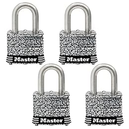 Master Lock 3SSQ Stainless Steel Outdoor Padlock with Key, 4 Pack Keyed-Alike