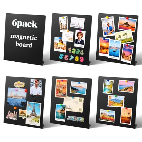 6 Pack Magnetic Board(12.6 x 11 Inch) - Standing Metal Magnetic Bulletin Board for Home,Kitchen,Office for Decor Desk & Wall for Memos, Photos & Documents