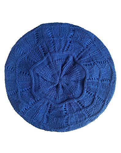 Hysunland Women's Satin Lined Knitted Beret Ladies Winter Autumn Warm And Soft Beanie Hat Solid Color (Blue) #TOP6