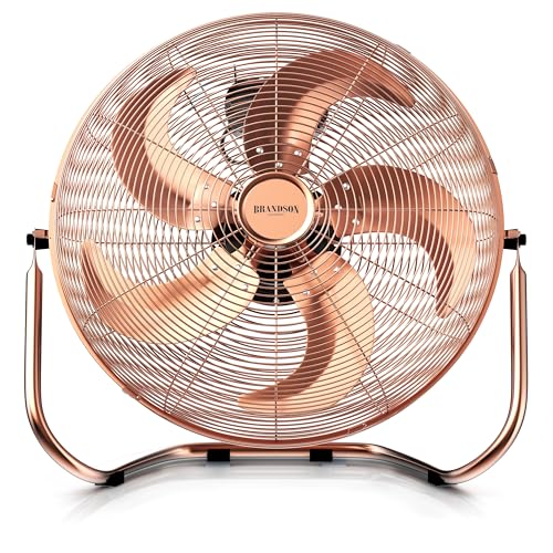 Brandson - Windmaschine Retro Stil 120 Watt - Ventilator in Kupfer - Standventilator 50cm - Bodenventilator - hoher Luftdurchsatz - stufenlos neigbarer Ventilatorkopf - Kupfer