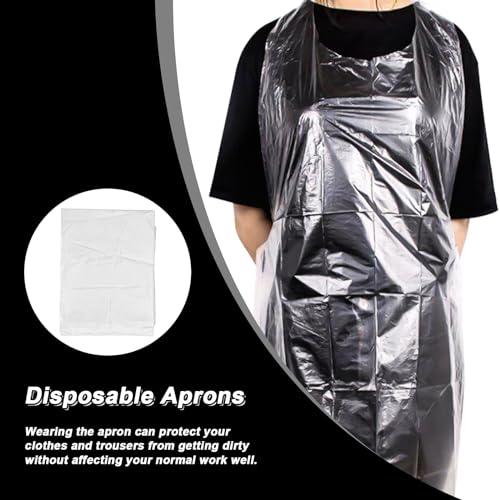 MEGYAD 100 Stück Einwegschürzen: Klar Einweg-Schürze Wasserdicht PE Einzeln Gefaltet 60 x 100 cm, Einmalschürze für Laboratorien Zeichnung Hotel Krankenhaus