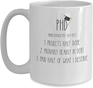 PH.D. Definition Mug, Graduate School Coffee Cup, PH.D Abbreviation, Graduation Day, Graduate Student,