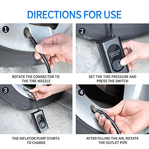 Inflador de pneu sem fio, mini compressor de ar, compressor de ar elétrico portátil para carro com m