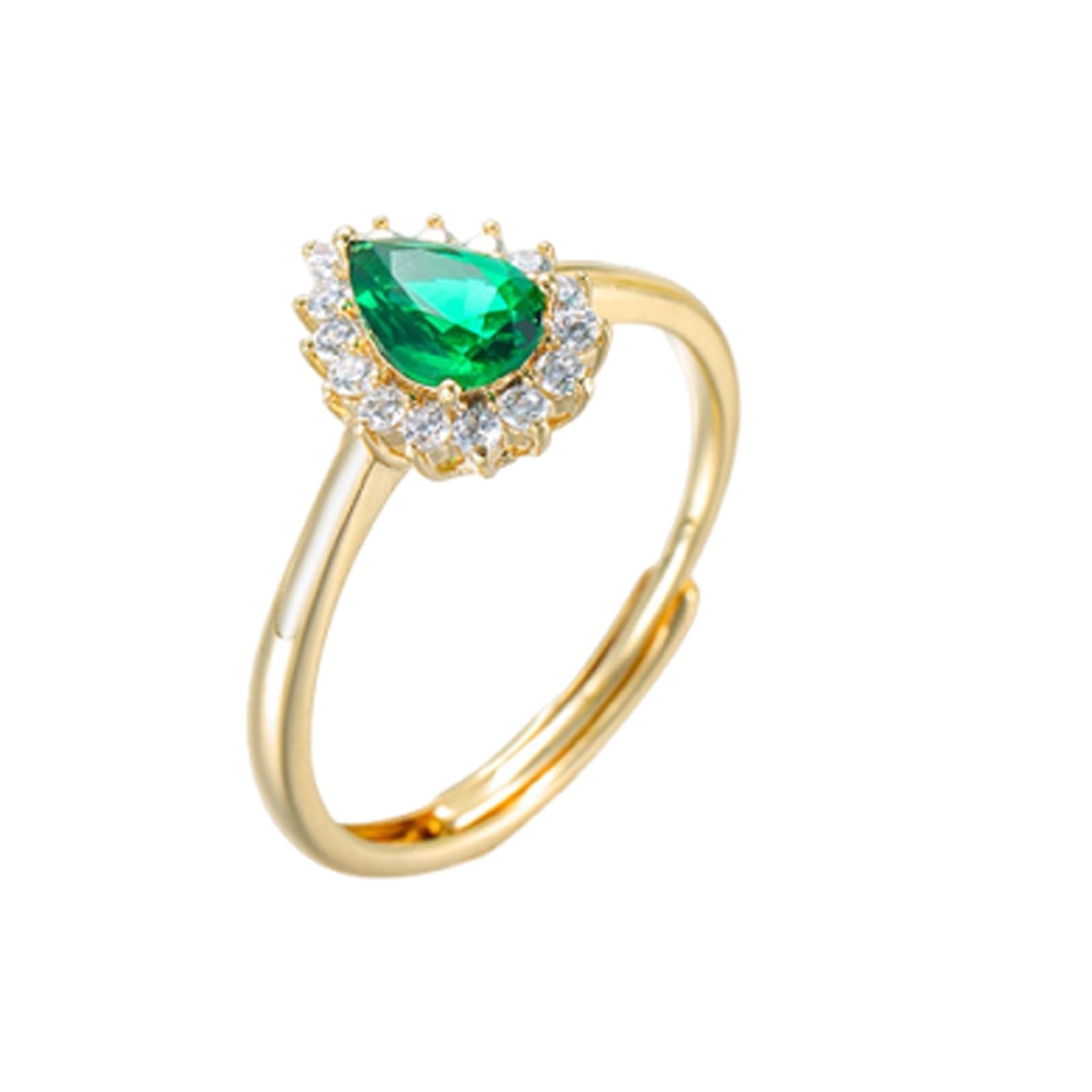 Anillo solitario de oro de 9 K/14 K/18 K Joyas auténticas gotas, forma de anillo abierto de lujo