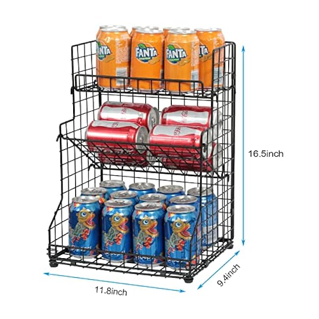 X-cosrack 3-Tier Snack Organizer Rack Bins with Adjustable Tilting Design for Pantry Storage,Metal Wire Snack Holder for Kitchen Bathroom Cabinets Countertops