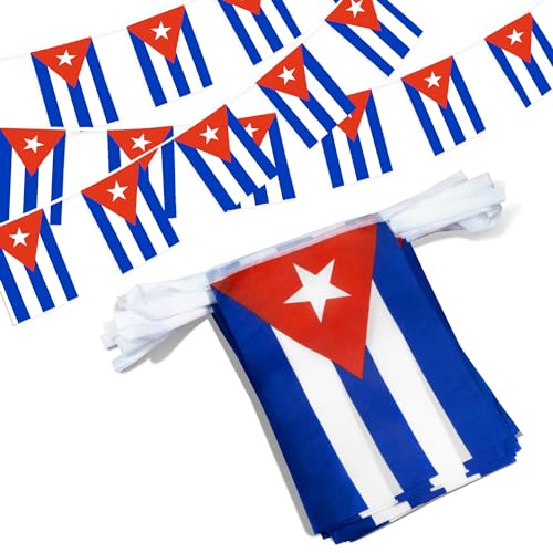 Image of Anley Cuba String Flag Pennant Flags, Patriotic Events 10th of October Cuban Independence Day Decoration Sports Bars - 33 Feet 38 Flags