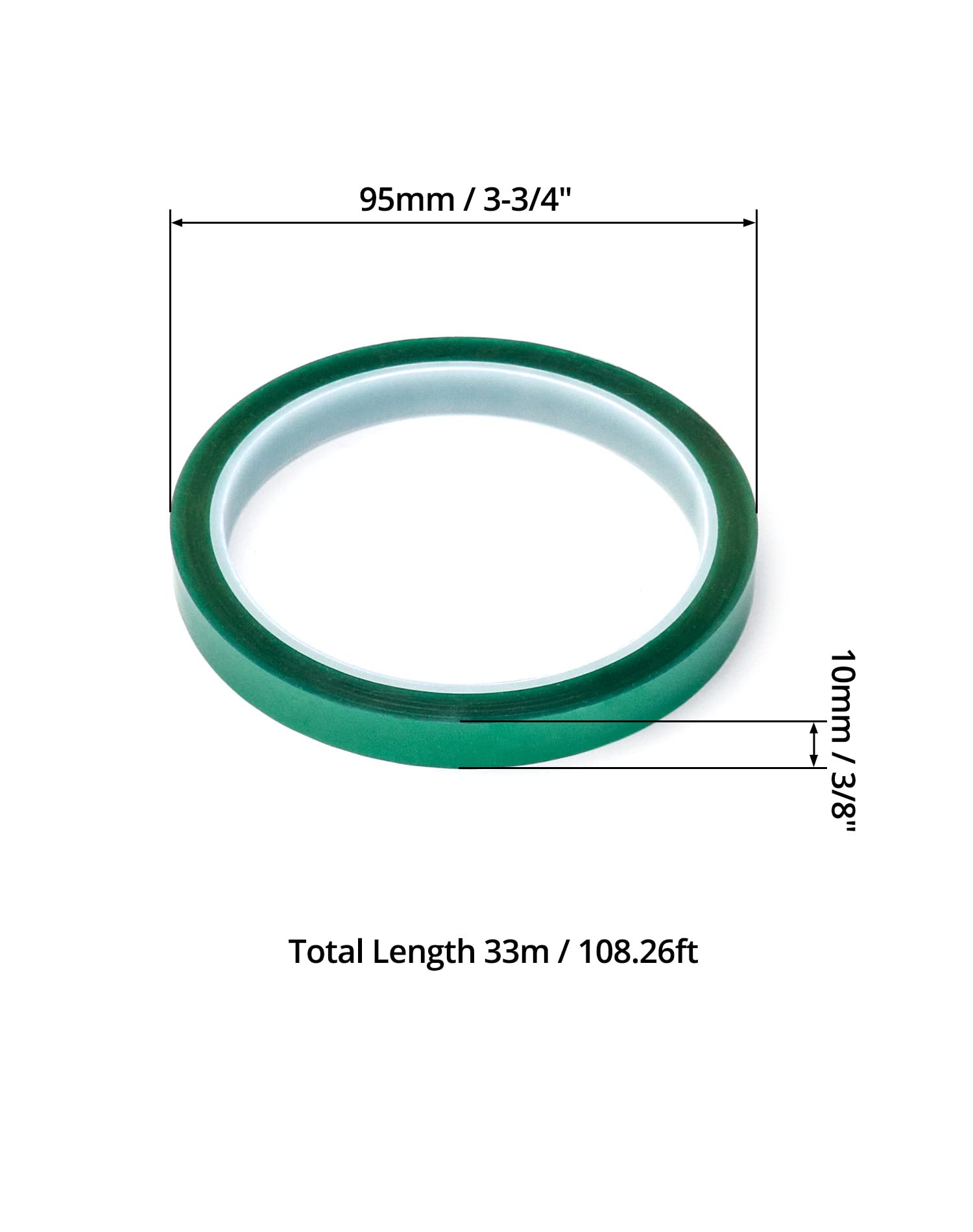 QWORK® 4 Rotoli Nastro Termico Nastro Alta Temperatura 10 mm x 33 m Nastro Kapton per Stampa Sublimatica, Trasferimento di Calore e Isolamento (Verde)