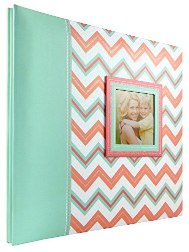 Image of MCS Expandable 10-Page Glitter Chevron Scrapbook Album with Photo Opening Cover and 12 x 12 Inch Pages, 13.5 x 12.5 Inch, Pastel
