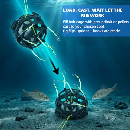 Image of PROBEROS Fishing Hook Feeder 2pcs Automatic Flip-Up Bait Cage Rig