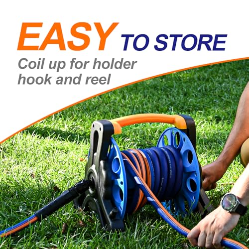 garden hose 50 ft x 5/8Inch, Hybrid Rubber 50 ft water hose, Durable, Anti-UV, Sturdy, No-Leakage, Lightweight, Flexible, Heavy Duty garden hoses with Swivel Handle