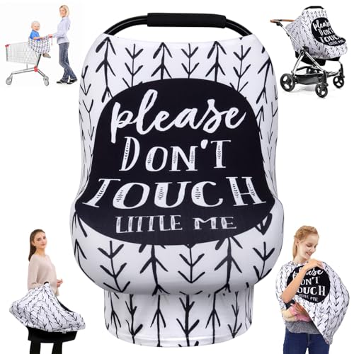 Image of Metplus Breathable Car Seat Cover for Babies, Stretchy Nursing Cover for Breastfeeding, Multi Use Newborn Carrier/Stroller/Shopping Cart, Girl Boy Stroller Cover Gift