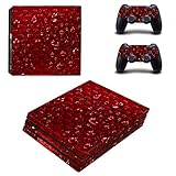 Adventure Games - Carbon Fiber, Ruby Red, Wet - Vinyl Console Skin Decal Sticker + 2 Controller Skins Set - Compatible with PlayStation PS4 PRO gaming console systems