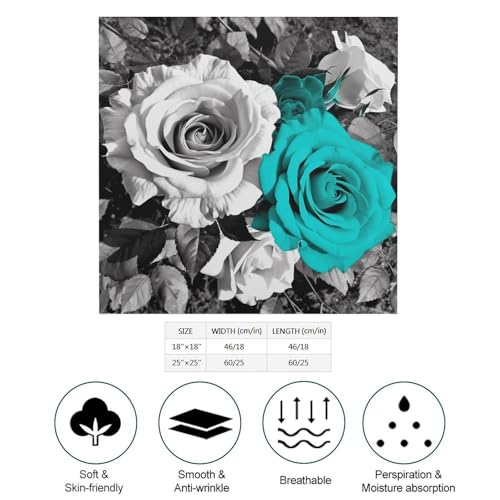 Head Scarf for Women Black White Teal Gray Rose Flowers Women's Satin Silk Scarf Square Satin Hair Scarves Silk Bandana2