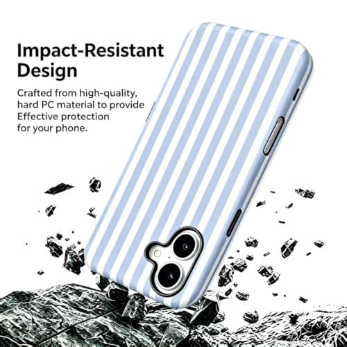 Image of for iPhone 17 Case Cute Phone Case,Compatible with MagSafe,Dual Layer Shockproof Protective Phone Cover,Hard Shell + Silicone Cover,Fashion Design for Women Girls,Striped Blue