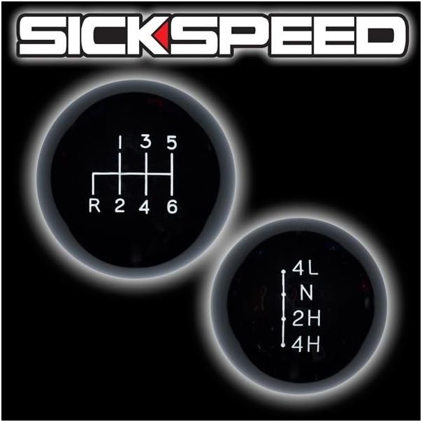 SICKSPEED JDM Black Ol' Skool Shift Knob/Transfer Case Set for 6 Speed Dodge Ram