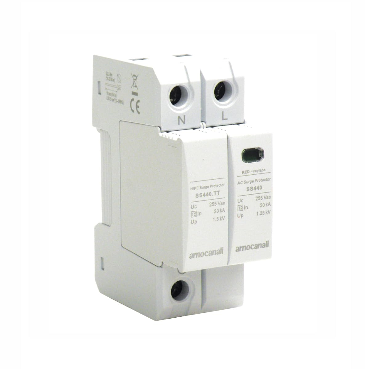 Arnocanali SS440.2TT Enerpro Scaricatore 1 + 1 Moduli, Classe di Riferimento T2 per Reti Tt - Tn