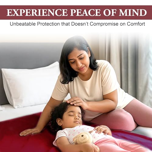 Image of GLUN Quick Dry Absorbent Baby Bed Sheet for Mattress Protector, Pack of 2 Maroon & Navy Blue Bed Sheet,Size 50x70cm, Waterproof, Quick Drying Material, Anti-Itching Cloth