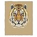 Couverture de Jet Douce de Tigre Portrait d'animal Sauvage de tête de Tigre avec Couverture de léopard de Plume Brune Flanelle Voyage Chaud 150*200Cm
