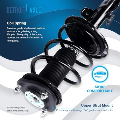 Image of Detroit Axle - 10pc Front Struts Kit for 2006-2012 Toyota RAV4, 2 Struts with Coil Spring Assembly 4 Inner Outer Tie Rods 2 Sway Bars 2 Boots 2007 2008 2009 2010 2011 Replacement Suspension Kit
