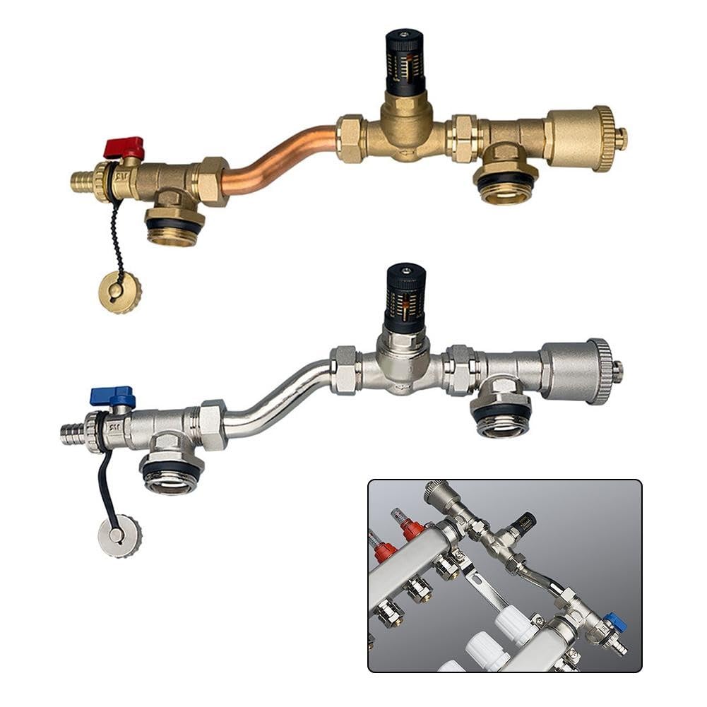 Valvola di bypass collettore per riscaldamento a pavimento, regolatore di pressione differenziale autoregolante con per presa d'aria automatica, per display a doppia unità 210 mm