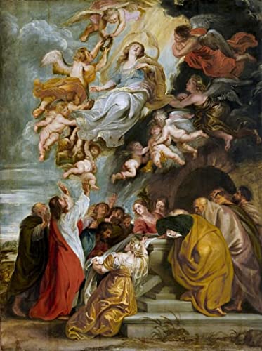 FROZBI Hochwertiges Leinwanddruck Leinwand Wandbild Kunstdruck Berühmt Studio von Sir Peter Paul Rubens Mariä Himmelfahrt für Flurdekoration 60x90cm