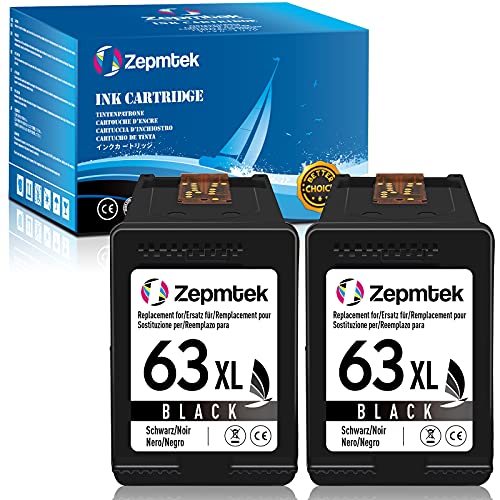 ZepmTek Remanufactured Ink Cartridge Replacement for HP 63XL 63 XL Used with OfficeJet 3830 5252 4650 5258 4655 4652 5255 5200 Envy 4520 4510 DeskJet 3636 1111 3630 1112 3637 3632 Printer (2 Black)