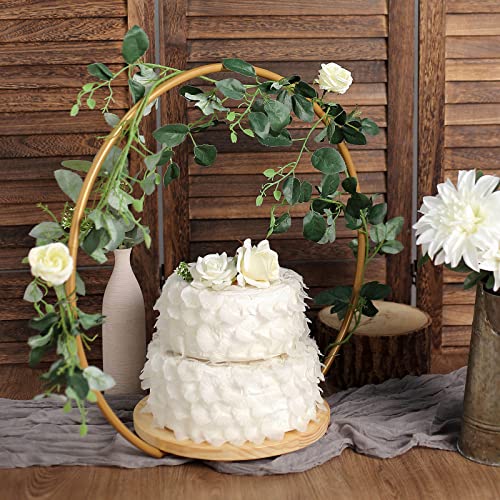 Balsa Circle CAKE_STND_HOPRD01_S_GOLD@001 Gold 20-Inch Geometric Round Wood With Metal Arch Cake Display Stand Wedding Party Events Reception Decorations Supplies thumb #6