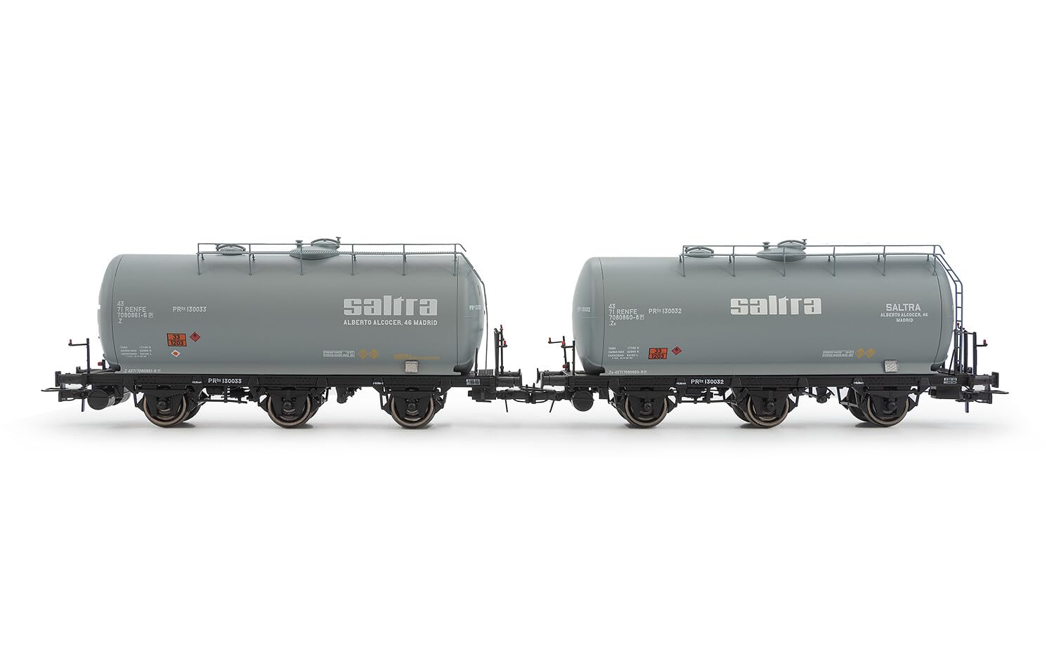 Electrotren HE6051 RENFE, Set di 2 Carri cisterna a 3 Assi, livrea Saltra, EP. IV Materiale rotabile, Carri