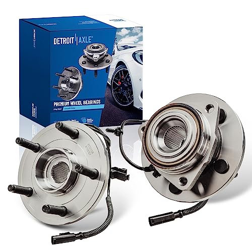 Image of Detroit Axle - 2 Front Wheel Bearing Hubs Assembly for 2005-2010 Dodge Dakota, 2006-2008 Mitsubishi Raider, 2011 Ram Dakota 4-Wheel ABS, 5 Lug