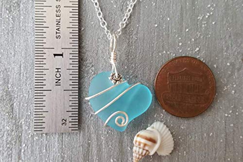 Yinahawaii Handmade In Hawaii, Wire Wrapped"Heart Of The Sea" Turquoise Bay Blue Sea Glass Necklace,"December Birthstone" thumb #2
