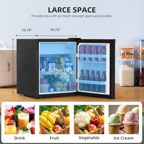 Image of Antarctic Star Compact Refrigerator Mini Fridge with Single Reversible Door,Wire Shelf,Defrost Button, for Bedroom /Office /Dorm,1.3 Cu. Ft,Blcak